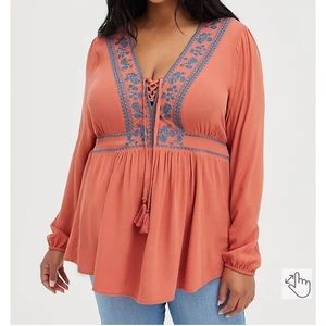 TORRID - NWT - Lace Up BabyDoll Top - Size 00 (10)
